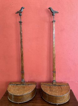 RARE PAIR OF 19TH-CENTURY MAHOGANY BIRD FEEDERS