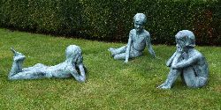 BRONZE SCULPTURAL GROUP OF THREE CHILDREN