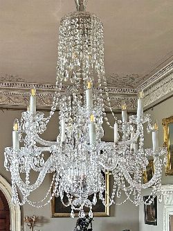 LARGE IRISH EIGHTEEN-BRANCH CRYSTAL CHANDELIER
