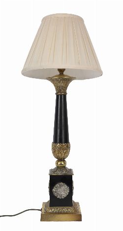 EBONY AND PARCEL-GILT TABLE LAMP