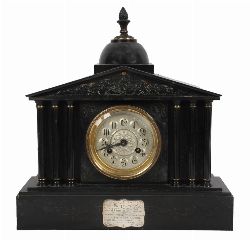 EDWARDIAN BLACK MARBLE MANTEL CLOCK