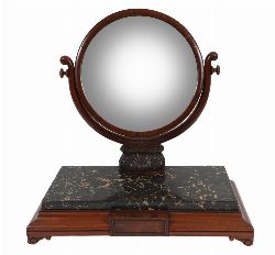 WILLIAM IV MAHOGANY AND MARBLE CHEVAL VANITY MIRROR