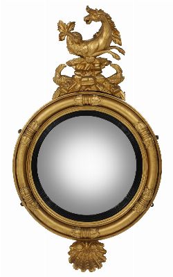 IRISH REGENCY CONVEX GILTWOOD WALL MIRROR