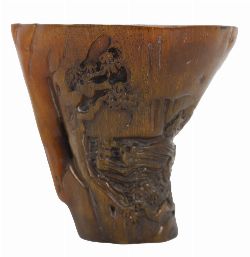 CARVED HORN LIBATION CUP