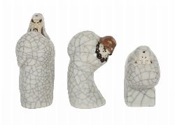 GROUP OF THREE CHINESE CRACKLE-GLAZE FIGURES