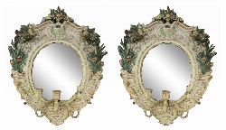 PAIR 19TH-CENTURY VENETIAN PAINTED SCONCE MIRRORS