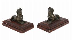 PAIR OF BRONZE SPHINX BOOKENDS