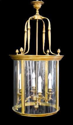 LARGE BRASS CIRCULAR HALL LANTERN