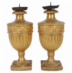 PAIR OF 18TH-CENTURY NEO-CLASSICAL GILTWOOD URNS