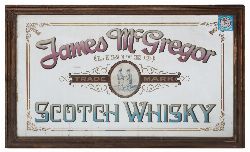 LATE 19TH-CENTURY REVERSE PAINTED ADVERTISING MIRROR FOR JAMES MCGREGOR LTD. SCOTCH WHISKY
