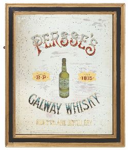 LARGE PERSSE'S GALWAY WHISKEY ADVERTISING MIRROR