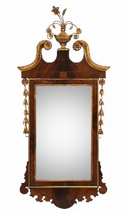 GEORGE III MAHOGANY AND GILTWOOD WALL MIRROR