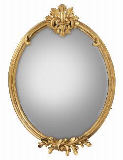 LARGE 18TH-CENTURY GILTWOOD OVAL WALL MIRROR