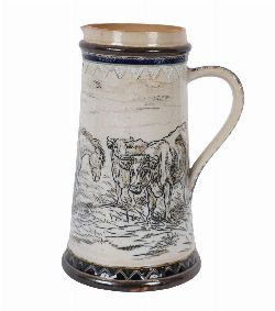 HANNAH BARLOW (1851-1916) DOULTON LAMBETH STONEWARE JUG, CIRCA 1890