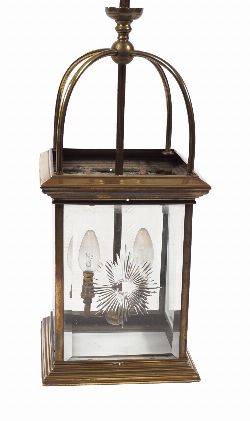 19TH-CENTURY BRASS HALL LANTERN