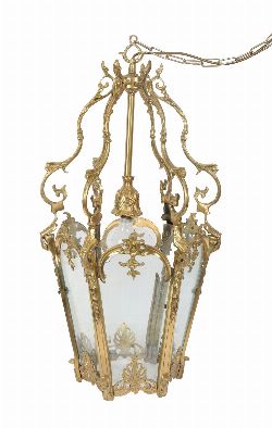 FRENCH GILT BRONZE HALL LANTERN