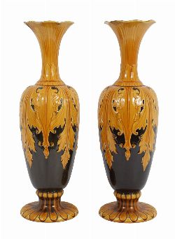 PAIR OF LARGE GLAZED POTTERY VASES