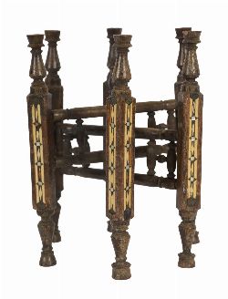 19TH-CENTURY ANGLO-INDIAN CARVED HARDWOOD FOLDING TRAY STAND