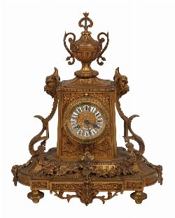 19TH-CENTURY FRENCH GILT-BRONZE CLOCK