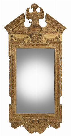 18TH-CENTURY CARVED GILTWOOD OVERMANTEL MIRROR