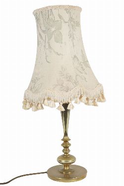 EDWARDIAN BRASS TABLE LAMP AND SHADE