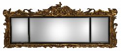 GEORGE III PERIOD CARVED GILTWOOD OVER MANTEL MIRROR, CIRCA 1790