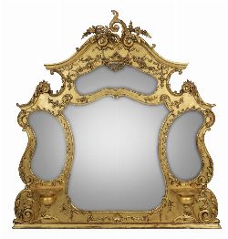19TH-CENTURY ROCOCO REVIVAL CARVED GILTWOOD OVERMANTEL MIRROR