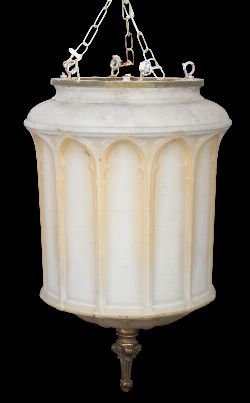 EDWARDIAN FROSTED GLASS HANGING LANTERN