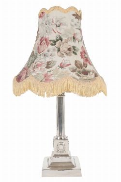 SILVER-PLATED CORINTHIAN COLUMN TABLE LAMP