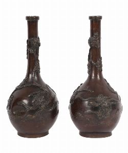  PAIR OF 19TH-CENTURY JAPANESE BRONZE VASES