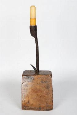 19TH-CENTURY FORGED IRON CANDLEHOLDER