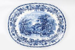 19TH-CENTURY BLUE AND WHITE MEAT PLATTER