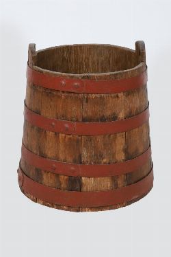 LARGE 19TH-CENTURY OAK METAL-BOUND DAIRY VESSEL