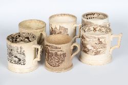 SET OF 6 19TH-CENTURY TRANSFER MUGS
