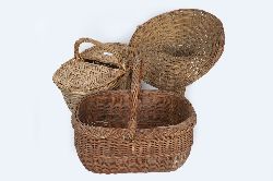 3 WOVEN WICKER BASKETS 