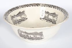19TH-CENTURY BASIN WITH COW PATTERN DECORATION