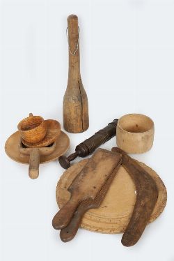 COLLECTION OF 11 ITEMS OF PINE KITCHENALIA