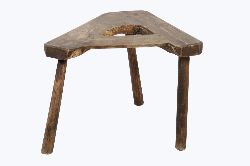 ANTIQUE ELM 3-LEGGED MILK STOOL