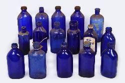 COLLECTION OF VINTAGE BLUE BOTTLES