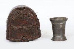 HOWARD BEDFORD BOX AND 18TH-CENTURY PEWTER MEASURE