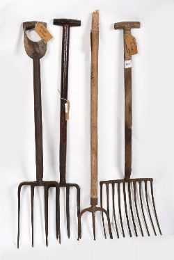 4 ANTIQUE PITCHFORKS