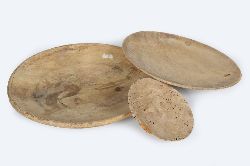 SET OF THREE IRISH TURNED WOODEN PLATES