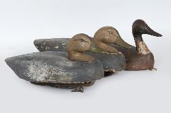 3 CARVED DECOY DUCKS