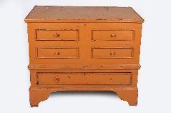 19TH-CENTURY PAINTED PINE SLOPE-FRONT DOWRY CHEST