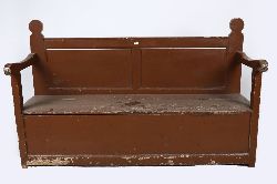 19TH-CENTURY PAINTED PINE SETTLE BED