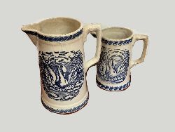 TWO SPONGEWARE & TRANSFER-PRINTED WATER JUG