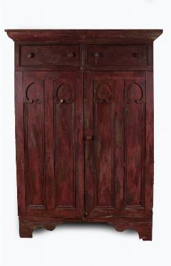 ARTS AND CRAFTS PAINTED SETTLE CUPBOARD