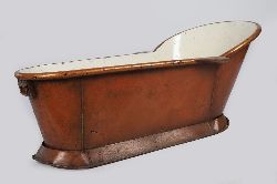 RARE 19TH-CENTURY COPPER BATH WITH ENAMELLED INTERIOR