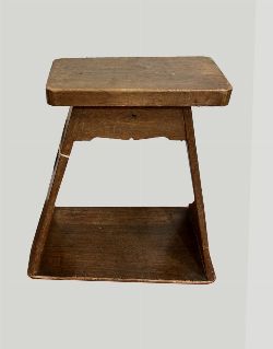 SMALL DARK WOOD LOW STOOL