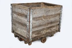 PINE AND METAL-BOUND COAL TROLLEY